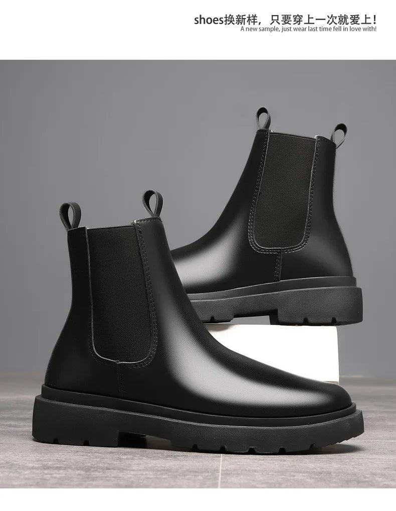 Men's Autumn Chelsea Boots Outdoor high top fashion shoes British style  versatile mid top boot Casual comfortable male shoe