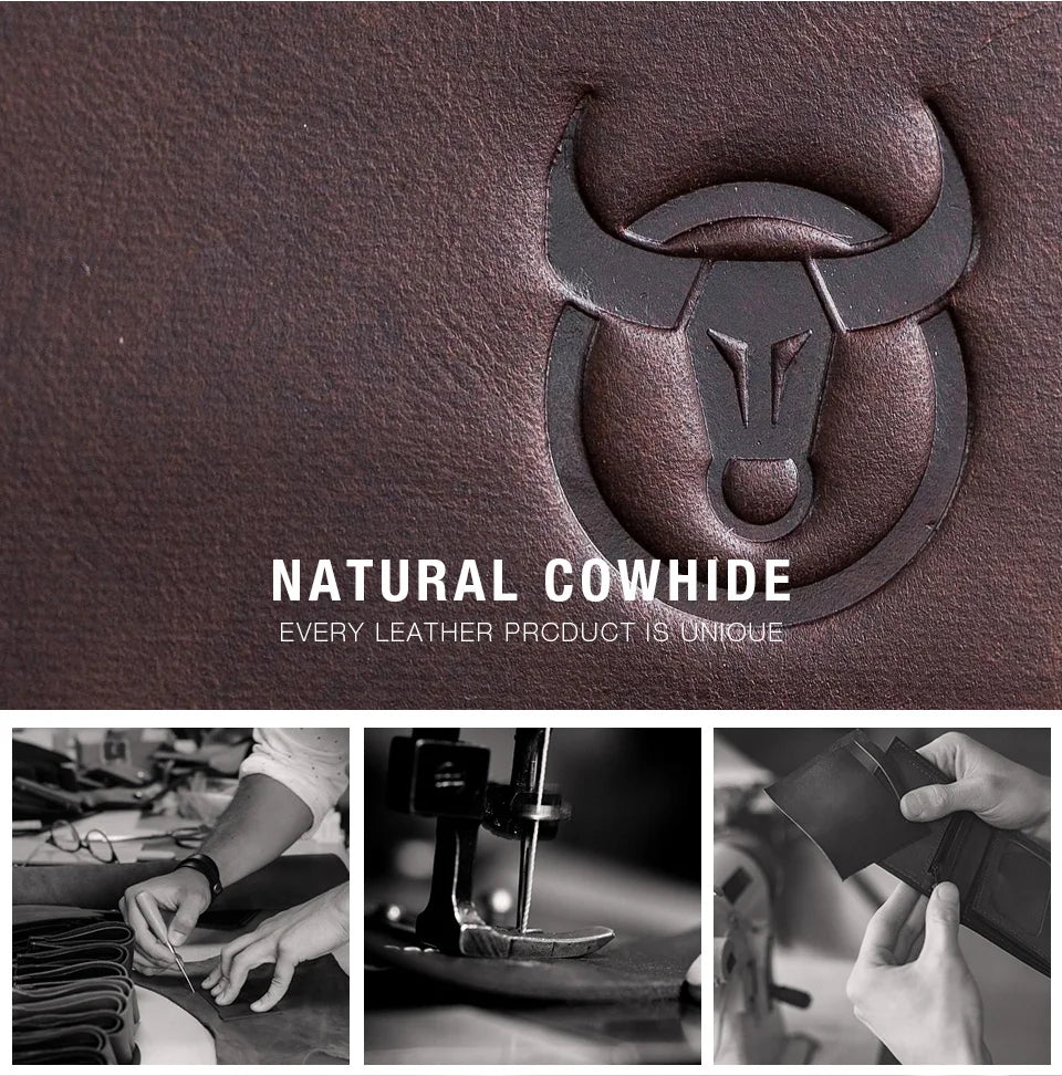 BULLCAPTAIN Business Men's Wallet Genuine Leather Wallet Multi-Function Business Card Holder Small Card Box Leather Purse Man