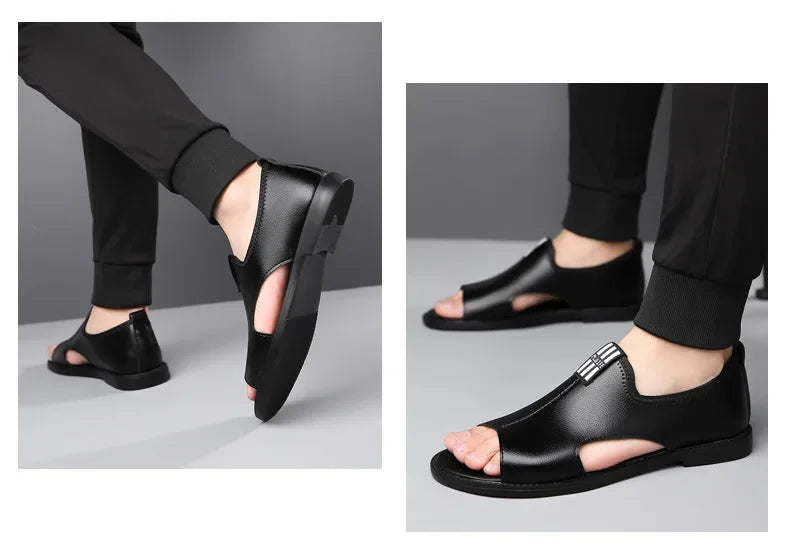 Brand Men's Sandals New Casual Shoes High Quality Soft Sole Men Slippers Outdoor Comfor Beach Shoes Leather Flat Sandals for Men