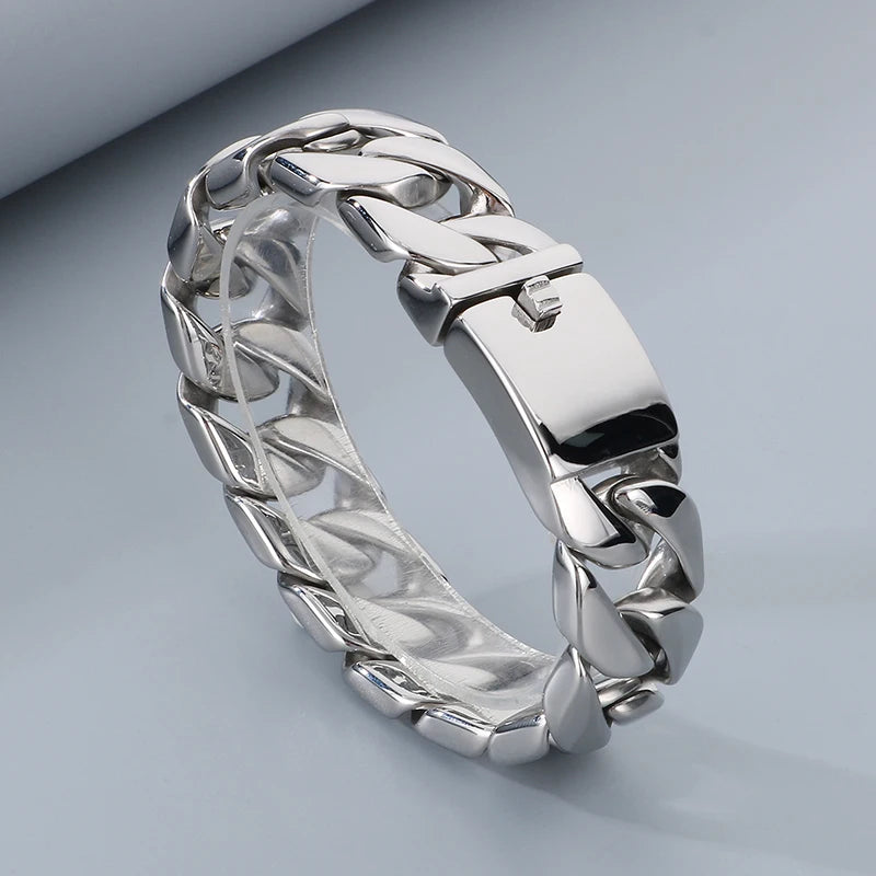 HAOYI Dropshipping 20mm Gold Color Bracelet Bangle Men's Heavy Chunky Link Chain Bracelet Fashion Jewelry Gifts