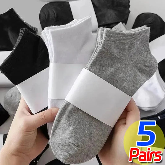 Men Solid Socks Soft Comfortable Lightweight Low Cut Ankle Cotton Socks Bulk Black White Grey Breathable Solid Color Boat Stock