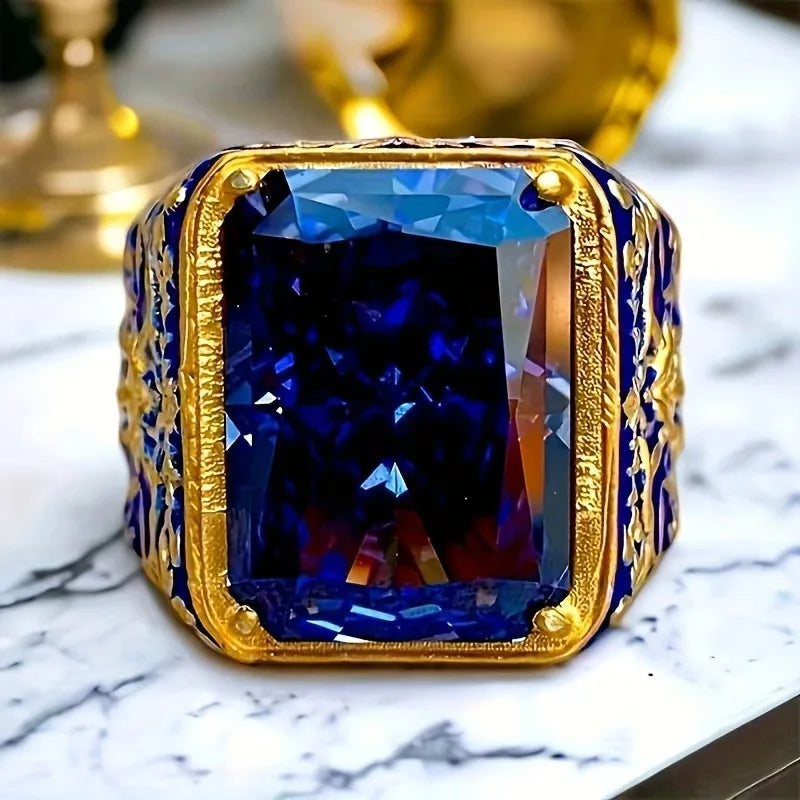Wholesale of oval-shaped men's rings set with obsidian and agate rings from the manufacturer