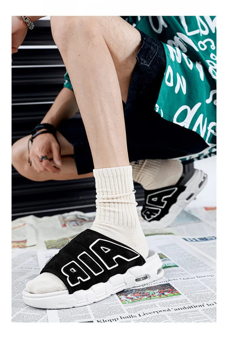 Men's Slippers 2025 Summer New Casual Slippers Fashion Air Cushion Sports Slippers for Men Non Slip Beach Shoes Designer Slides