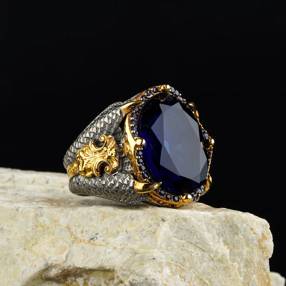 New Copper Material Open Adjustable Ring Amber Gemstone Personality High Jewelry Fashion Luxury Business Men's High-end Ring