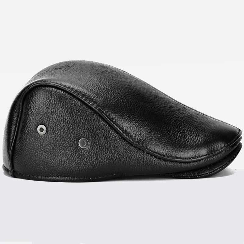 Men's outdoor leather hat winter Berets male warm Ear protection cap 100% genuine leather dad hat wholesale Leisure