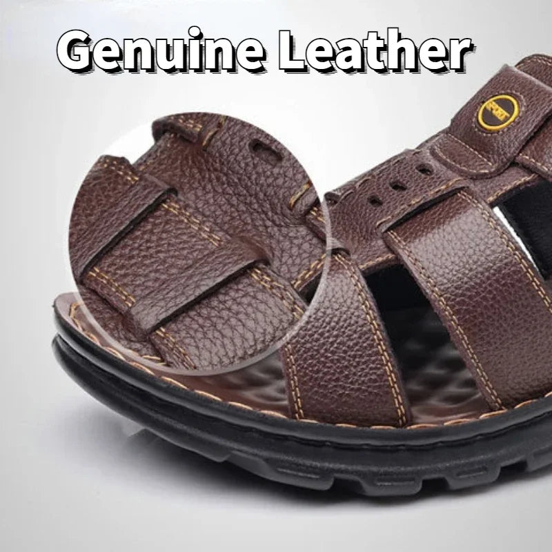 Genuine Leather Men Sandals High Quality Causal Shoes for Men Outdoor Non-slip Beach Shoes Fashion Designer Cowhide Men Slippers