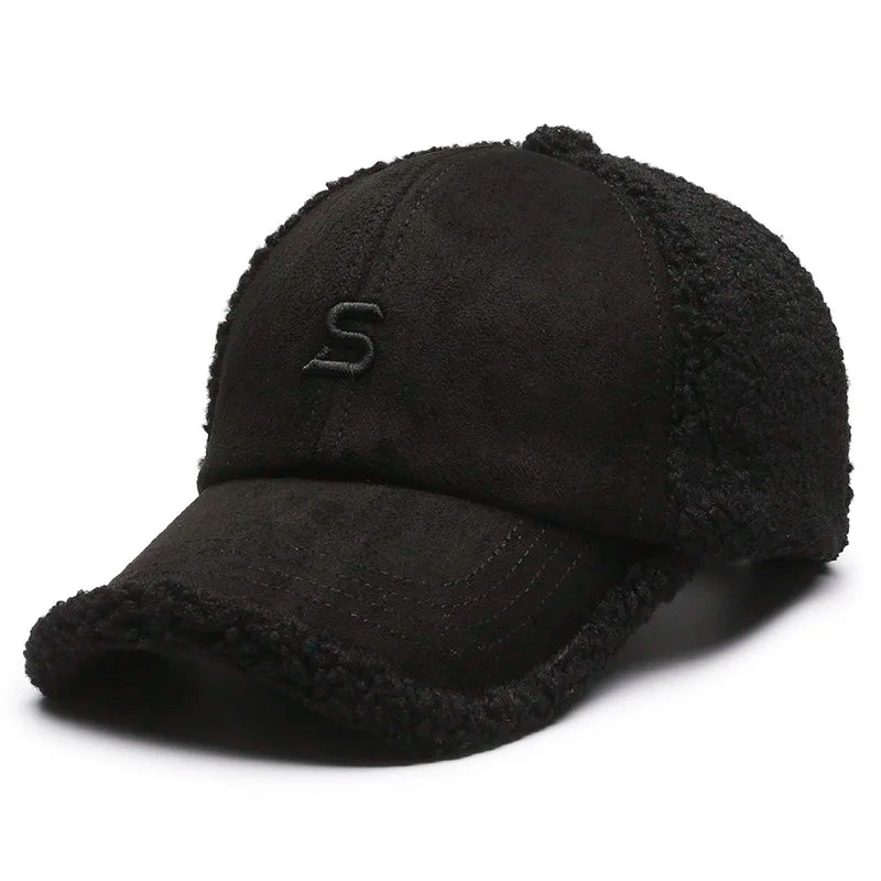 Baseball caps, outdoor warm caps, teddy velvet embroidered cold caps, stylish with warm hats