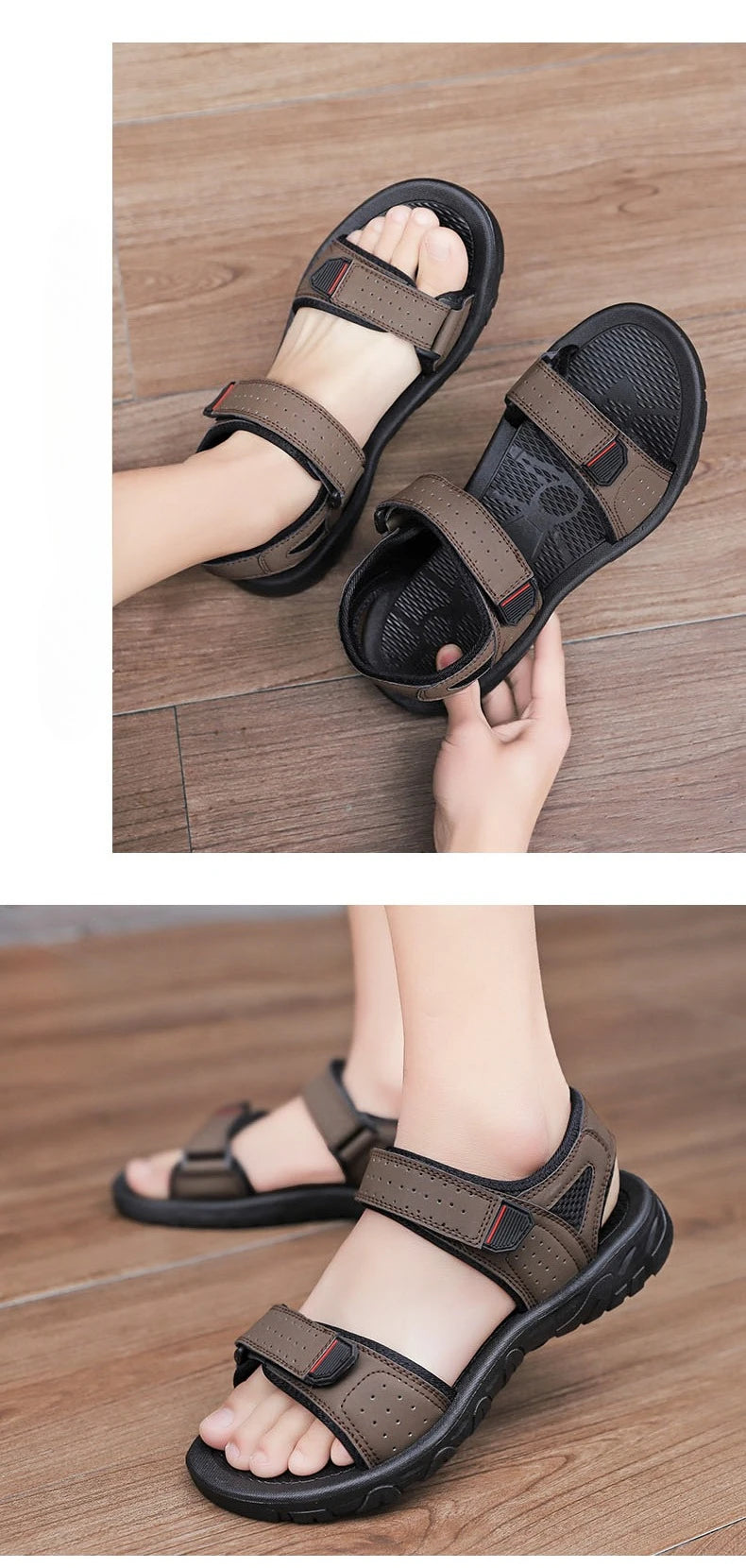 Brand Classic Mens Sandals Summer Genuine Leather Sandals Men Outdoor Casual Lightweight Sandal Fashion Men Sneakers Size 39-47