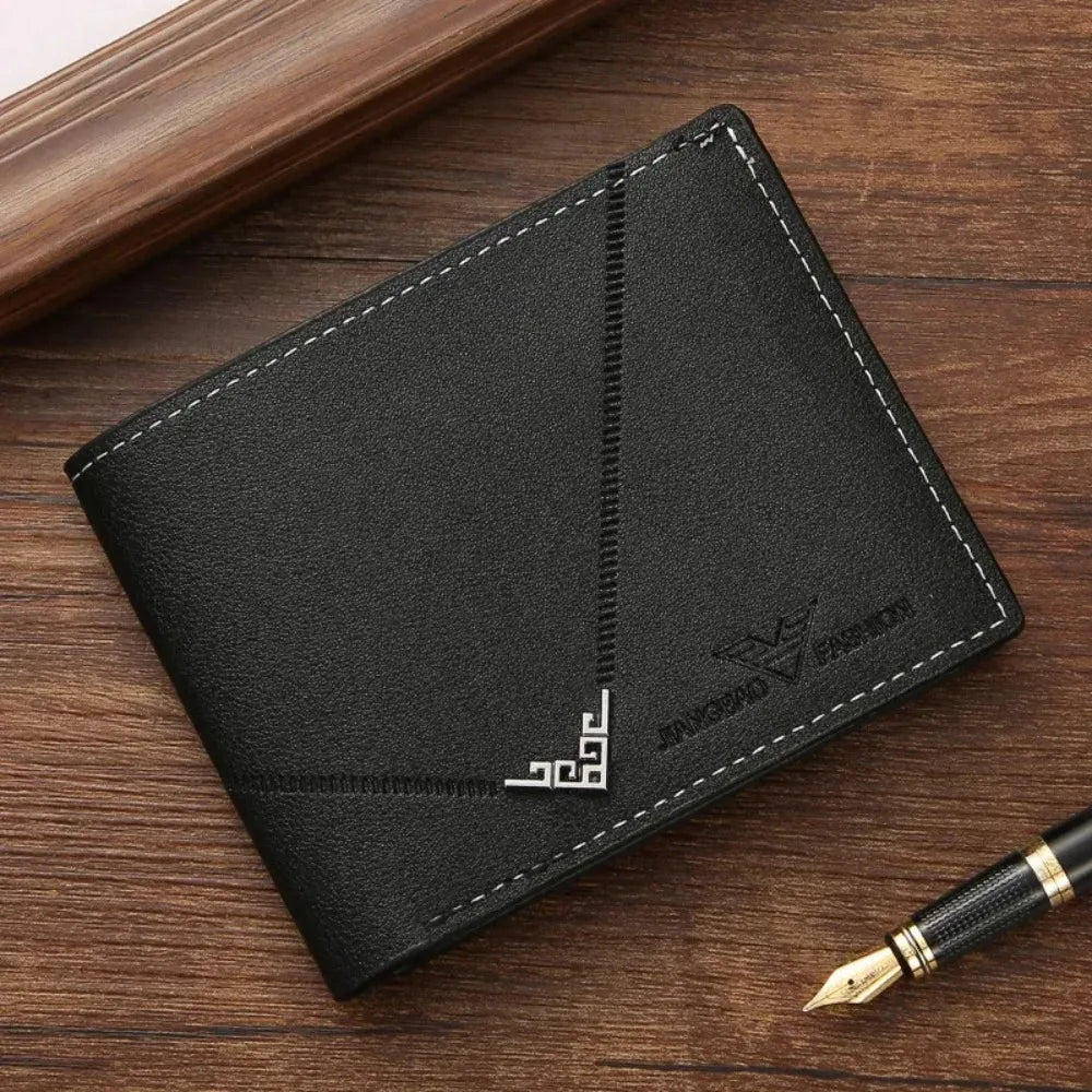 Men's Wallet Leather Short Multiple Holder Wallet Credit Card ID Card Holder Casual Business Double Fold Purses for Women Wallet