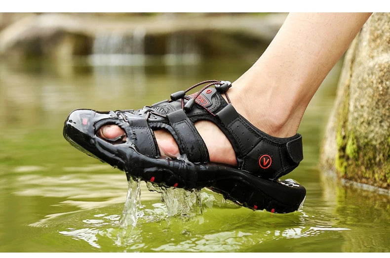 2025 Genuine Leather Men Shoes Summer New Large Size Men's Sandals Men Sandals Fashion Sandals Slippers Big Size 38-47
