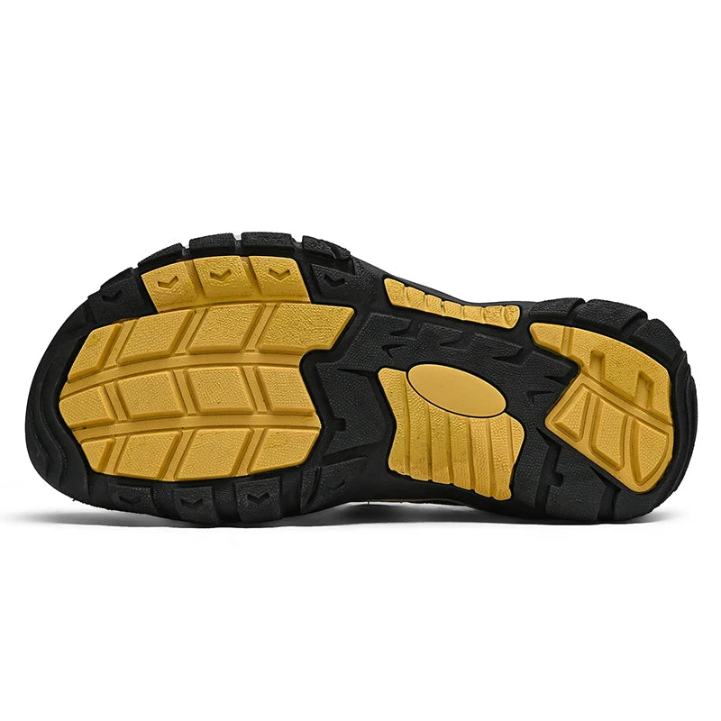 Men's Sport Sandals Outdoor Hiking Sandals Closed Toe Leather Fashion All-match Light Trail Walking Casual Sandals Water Shoes