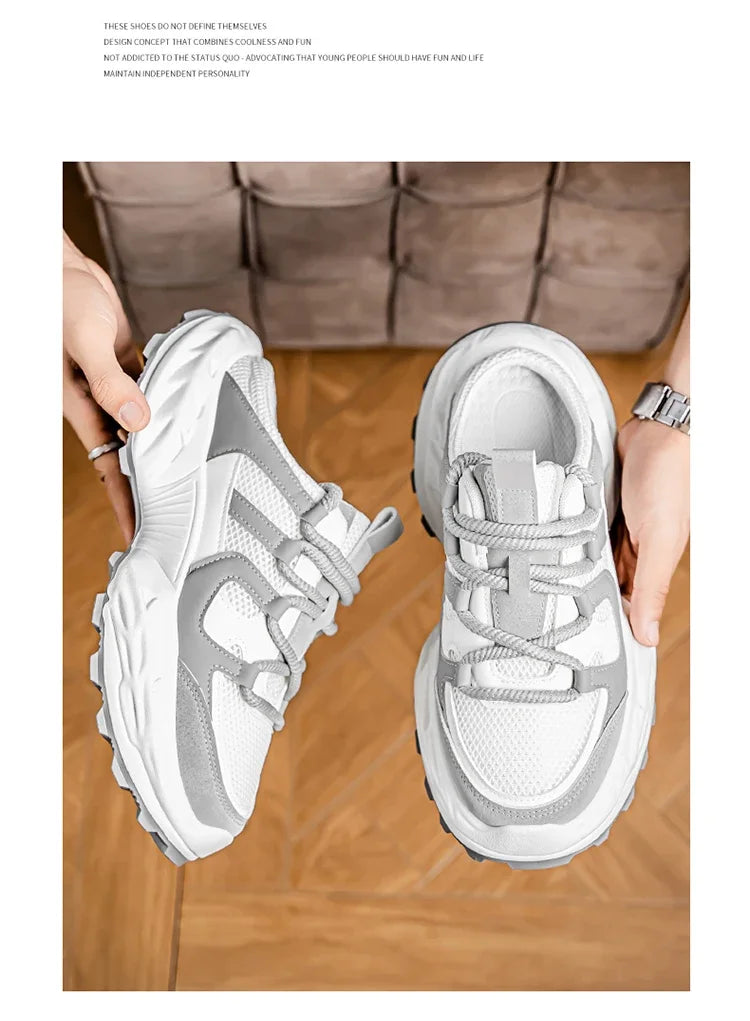 Sneakers for Men Fashion Green Half Breathable Summer Chunky Shoes Men Streetwear Platform Sneakers Man Sports Casual Shoes 2025