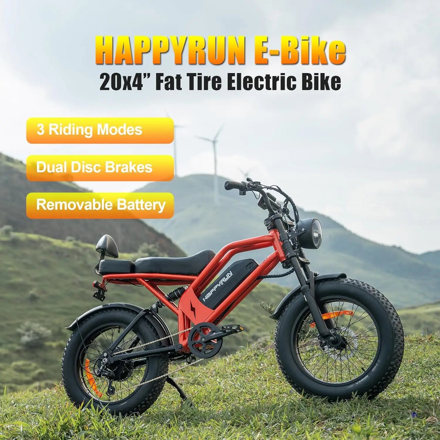 1500W 48V 18Ah Fat Tire Electric Bike 32MPH 68Mi 7-Speed All-Terrain 20in, Customized