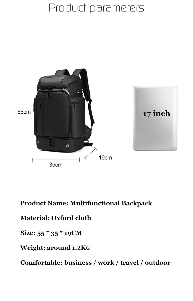 Men travel backpack large capacity trekking Backpack Business 17 Inch Laptop Backpack 50L Hiking Backpack With shoe bag ﻿
