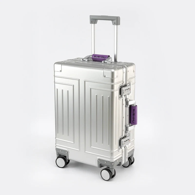 100% Aluminum-magnesium alloy Travel Suitcase Rolling Luggage 20/24/28 inch Trolley Luggage Carry-On Cabin Suitcase