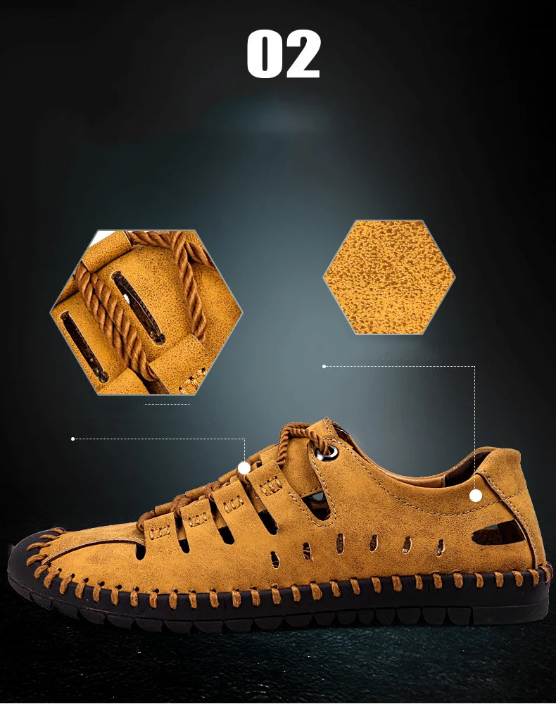 Men Leather Sandals Comfortable Outdoor Casual Shoes 2022 Summer Beach Casual Walking Male Sneakers Men Beach Casual Sandals