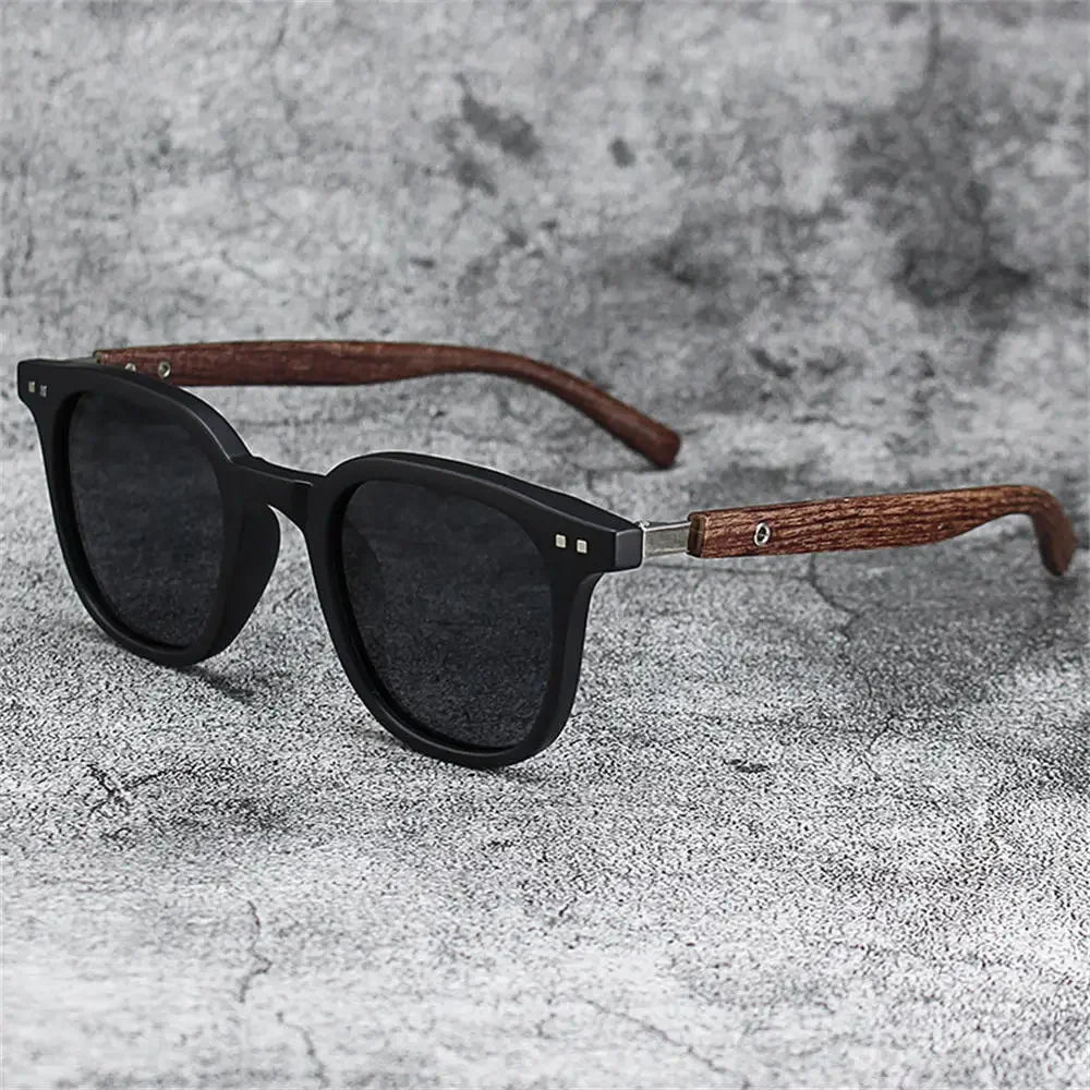 Men Vintage Wooden Frame Sunglasses Classic Brand Sun Glasses Coating Lens Men Polarized UV Protection Driving Eyewear