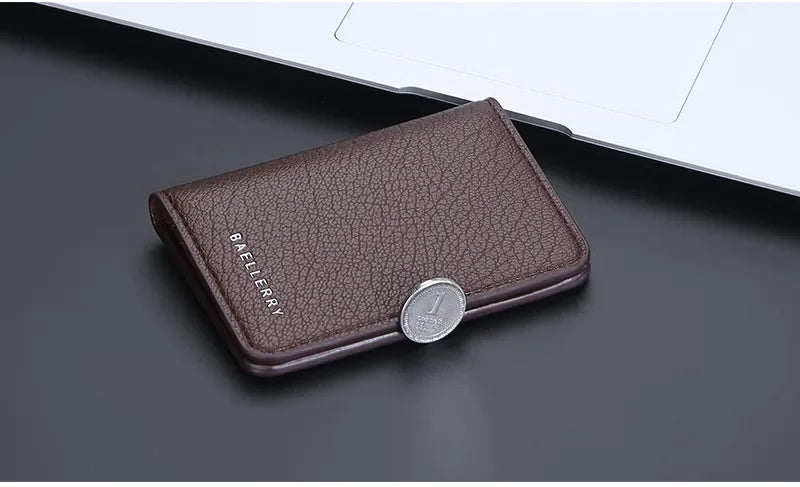Men's Leather Card Wallet Minimalist Small Thin Purse Soft Slim Mini Credit Card Bank ID Card Holder Wallet for Men
