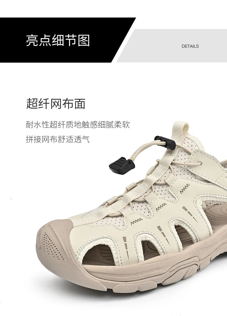 Jumpmore Fashion Men's Leather Sandals Summer Outdoor Hiking Shoes Size 38-45