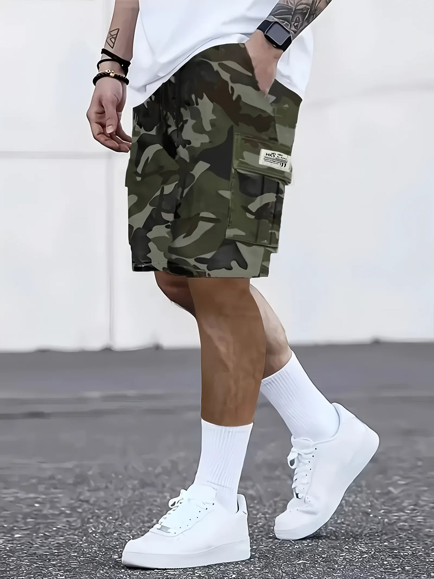 Men's Shorts Summer Casual Jogging Cargo Shorts Loose Multi-pockets Elastic Waist Work Hiking Overalls Short Pants