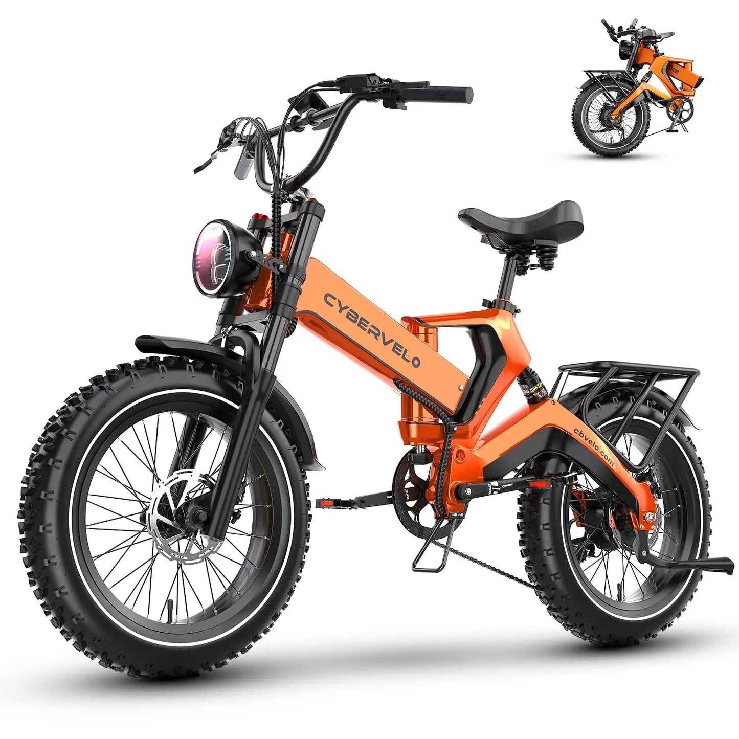 Cybervelo EK6 20” Fat Tire 2000W Peak Motor Luxury Foldable ebike,48V Removable Battery E Bicycle, 35+ MPH 100+Miles Long Range