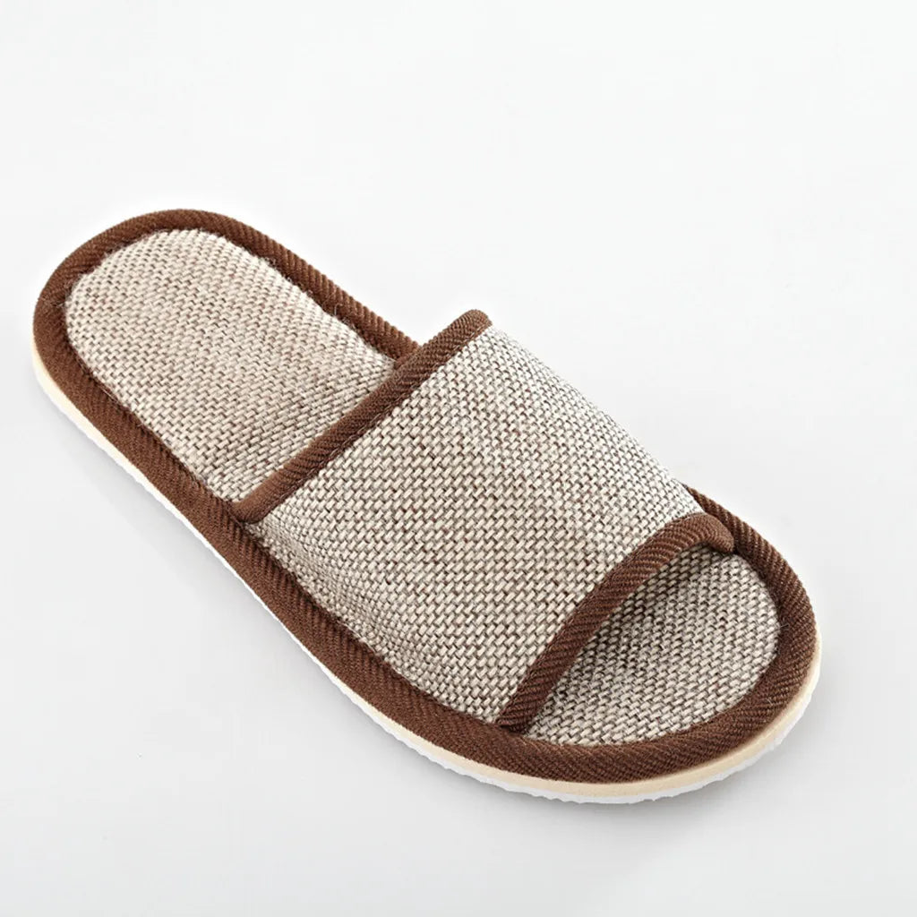 Linen Slippers For Men And Women Indoor Floor Slippers Domestic Flat Shoes Home Slippers Indoor Flat Shoes Sandals