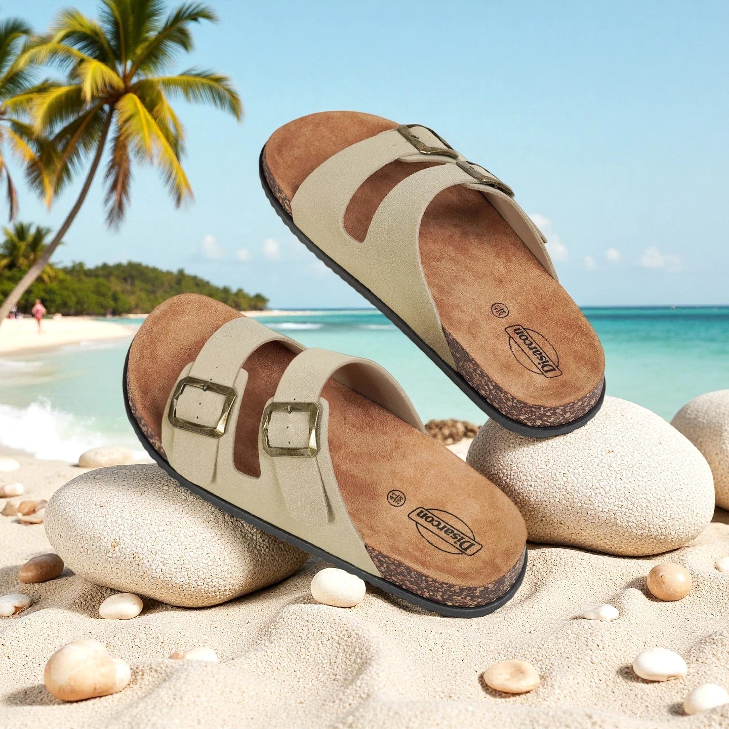 Men's Summer Sandals, Outdoor Leisure Vacation Beach Sandals, Double Buckle Design Unisex Large Size Sandals, Non-Slip, Breathable, Wear-Resistant, Versatile for Daily Wear, Indoor Home Slippers, High-End, Retro