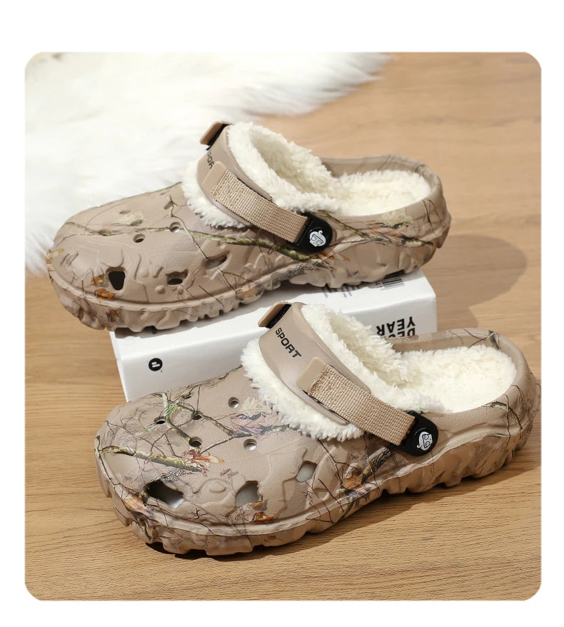 Waterproof cotton slippers for men winter 2024 new cashmere thickened warm waterproof non-slip indoor shoes