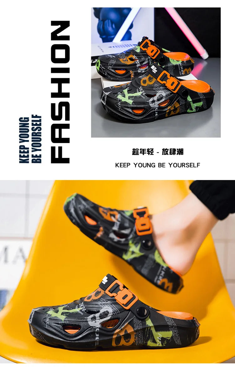 2025 New Men's Clogs Slippers Home Platform Sandals Summer Outdoor Beach Water Shoes Non-slip Male Sneakers Lightweight Sandals