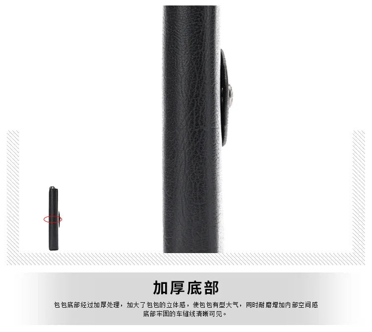 Leather long wallet men's top layer cowhide black business wallet horizontal square hand-held bag