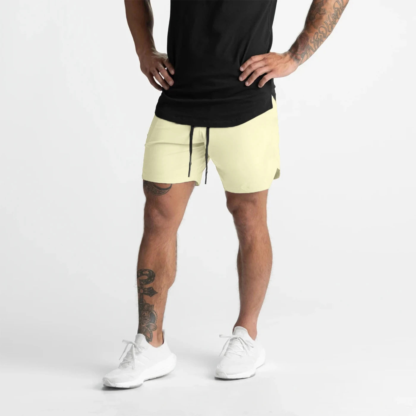 2024 New Men's Shorts Single-Layer Woven Quick Dry Solid Color Running Fitness Sports Casual American Fifth Pants Comfortable
