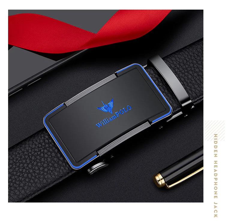 Men's leather belt with automatic buckle, casual pants belt, fashionable high-end belt, business waist belt