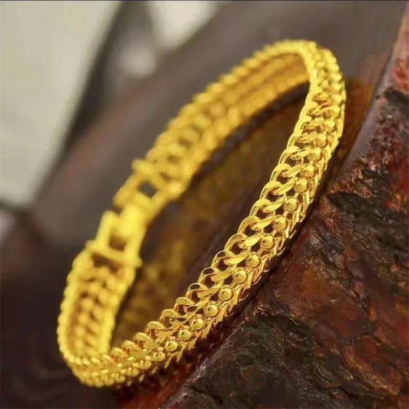 Men's Ultra Bold Bracelet 24K Gold AU999 - Ultra bold design shows charisma, 24K/AU999 pure gold, steady aura for men
