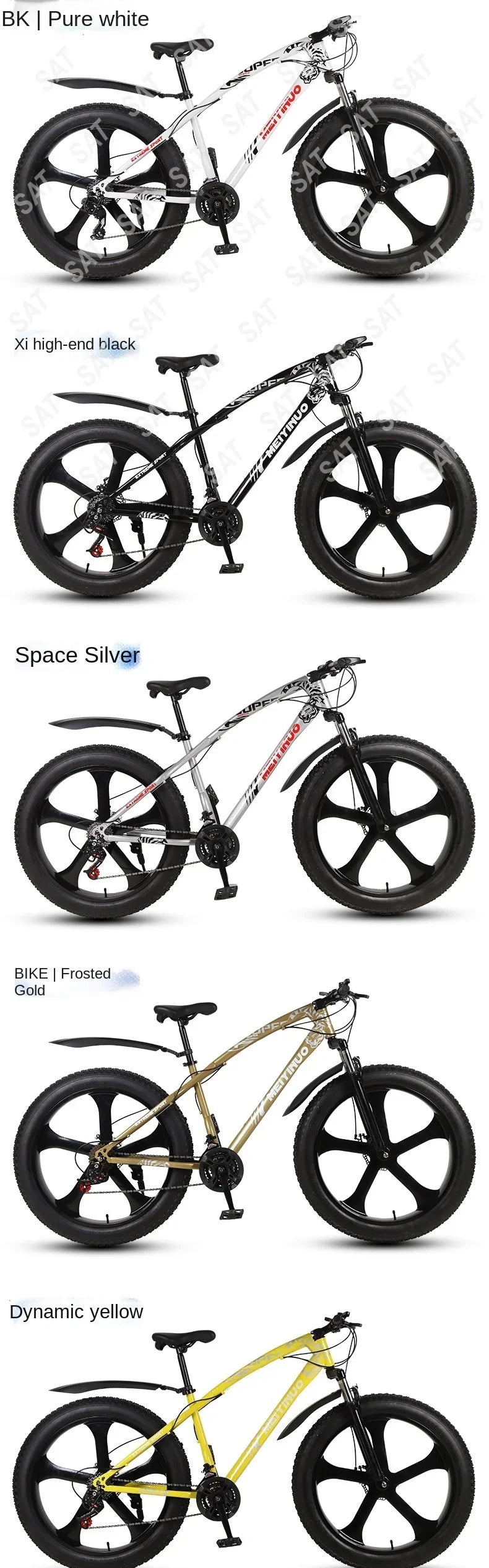 A Snowmobile 26 Inch Double Disc Wide Tires off-Road Speed Bike Adult Knight Bicycle Mountain Bike