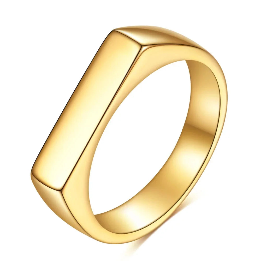 Jiayiqi Men's Ring Punk Rock Smooth 316L Stainless Steel Signet Ring For Men Hip Hop Party Jewelry Wholesale Male Wedding Anel