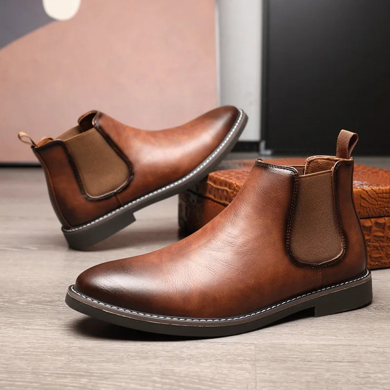 40~46 Men Chelsea Boots Brand Retro Comfortable 2024 Fashion Men Boots