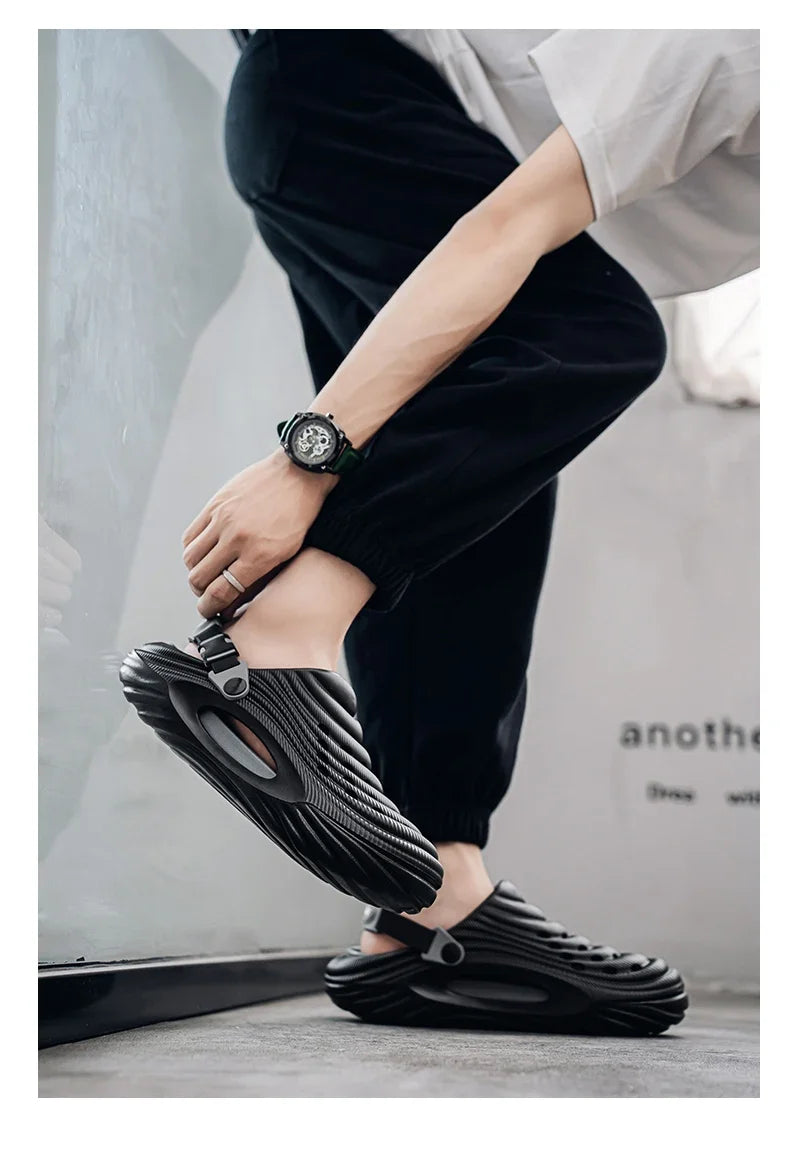 Summer Slippers for Men Driving Dual-Purpose Operating Room Baotou Clogs Soft Sole Outer Wear Home Casual Coconut Sandals