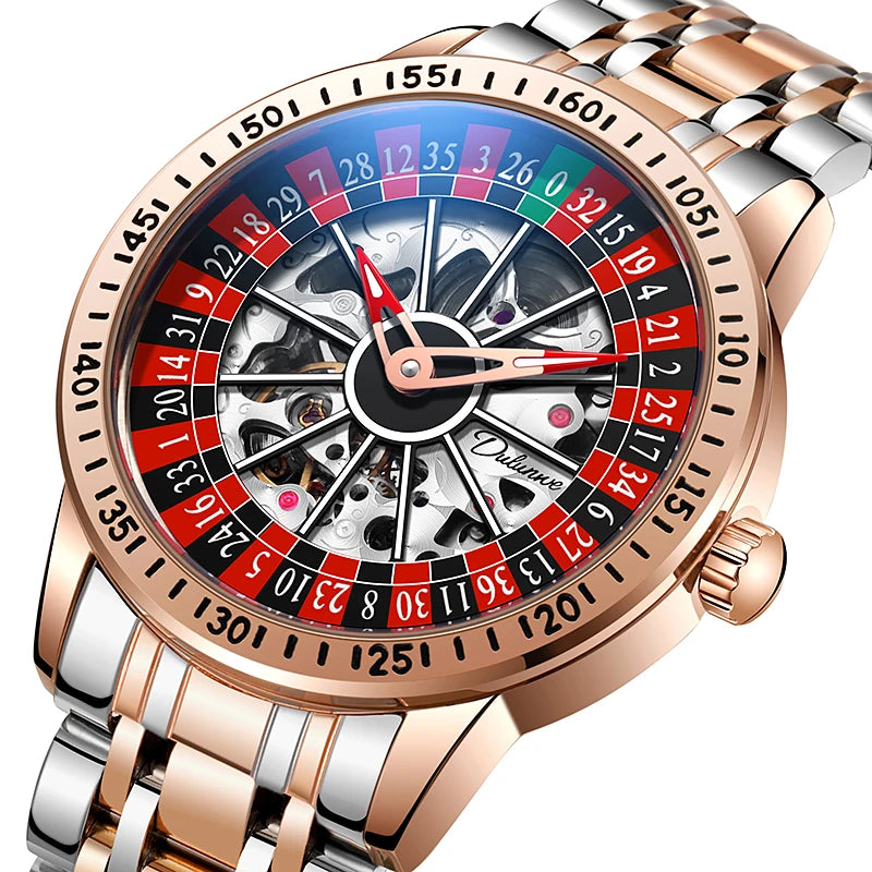 Men Mechanical Watch Automatic Luxury Gambling Rotating Plate Dial Wristwatch Man Casual Waterproof Luminous Clock Reloj Hombre