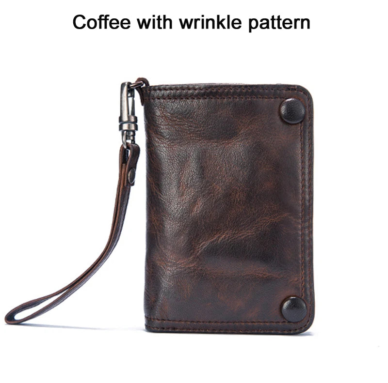 Vintage Genuine leather wallet Men leather long wallet men purse clutch bag male money clips zip around money bag card holder