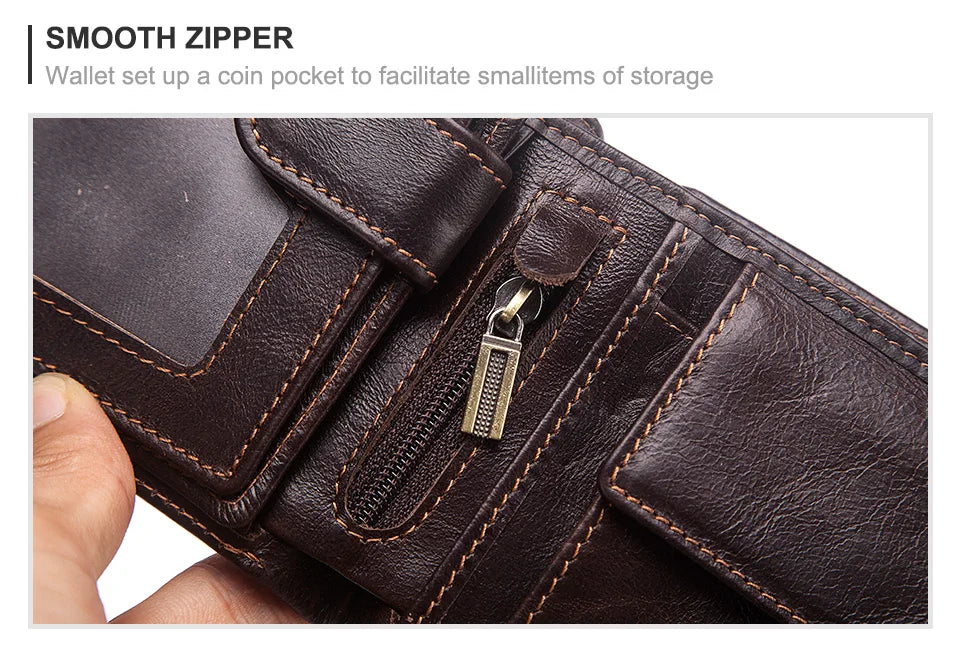 HUMERPAUL Wholesale Wallet for Men Real Leather Slim Tri-Fold Purse with ID Window and RFID Blocking Credit Card Holder