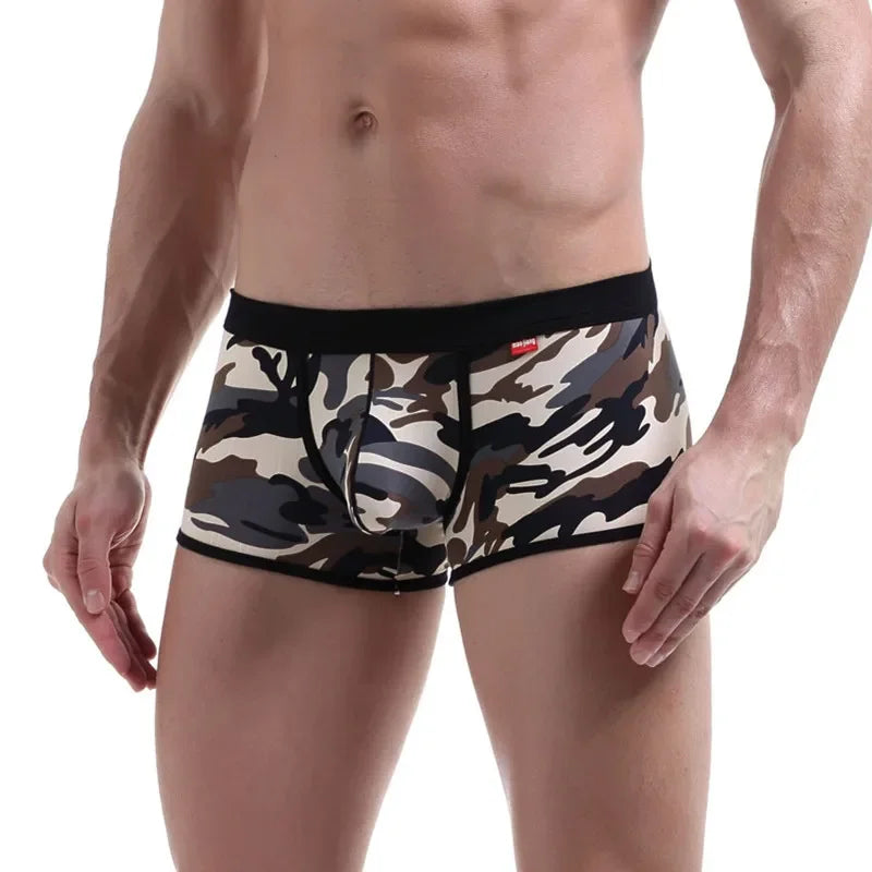 Male Underwear  Men Boxer Shorts Fashion Breathable U Convex Crotch Homme Sexy Tide Camouflage Printed Cueca Boxers