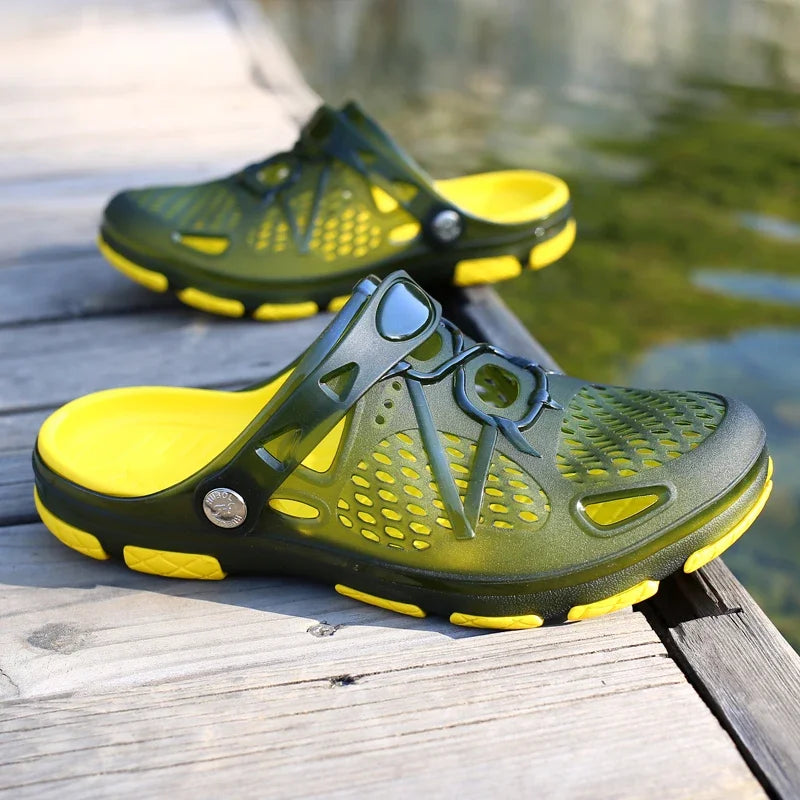 Fashion Men Slippers Casual Sandals Anti Slip Wear-Resistant Breathable Cushioning Color Blocking Design Versatile Sport Shoes