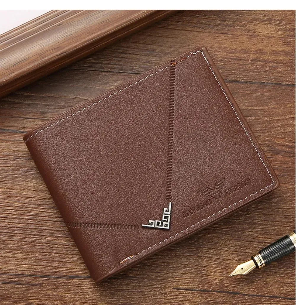 Men's Wallet Leather Short Multiple Holder Wallet Credit Card ID Card Holder Casual Business Double Fold Purses for Women Wallet