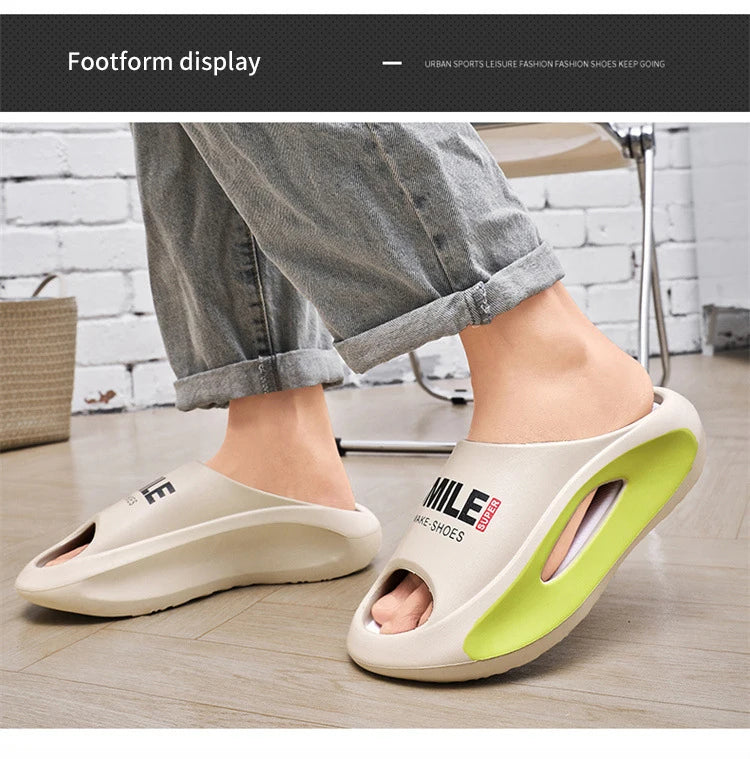 Men Slippers 2024 New Slides with a Sense High Aesthetic Value External Wear Anti Slip Thick Bottom, Beach Cool Slippers for Men