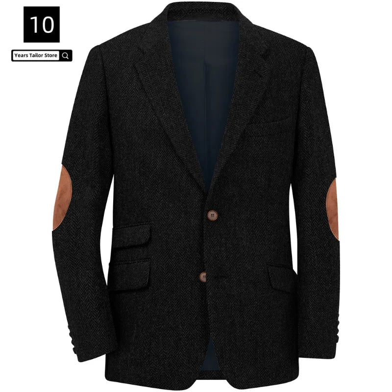 Men's Blazer Herringbone Single Breasted Casual Elegant Man Suit Jackets Coat Men's Stage Clothing Clothing-for-men Male Clothes