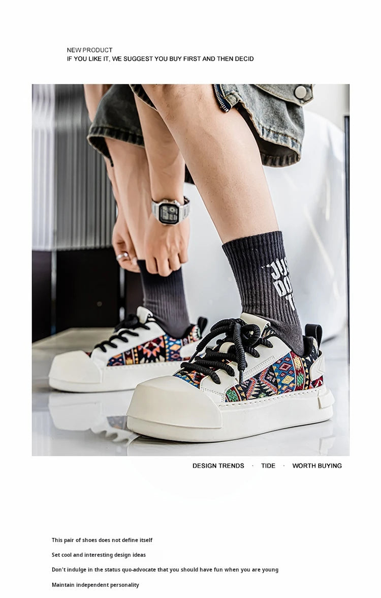 Trendy Street Style Lace Up Sneakers for Men Outdoor Activities Shoes Обувь Skate Shoes for Men Comfy Non Slip Casual Sneakers