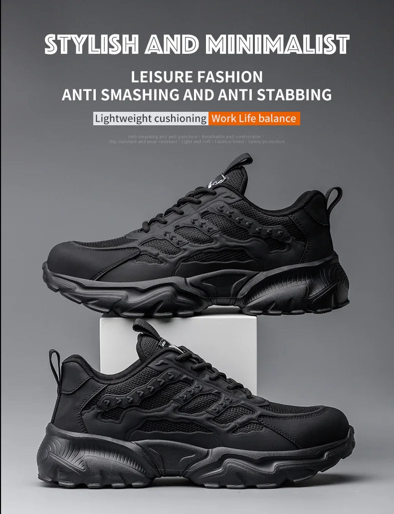 Work Safety Shoes For Men Lightweight Protective Work Sneakers Lightweight Men Shoes Breathable Shoes Anti-Puncture Work Shoe