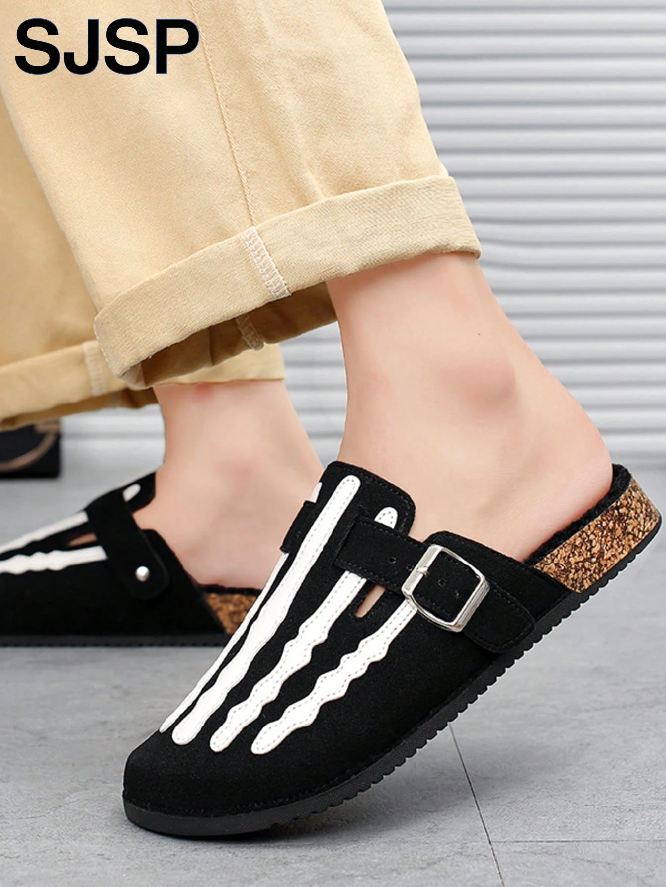 Men's Slip-On Slippers, Skull Print Design, Casual Backless Mule Sandals, Suitable for Indoor/Outdoor Wear, Minimalist Street Style, Daily Walking and Casual Comfortable Slippers