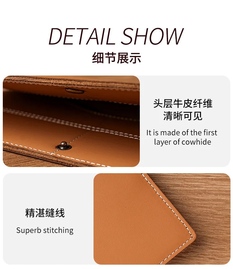 Men's Women's Genuine Leather wallets High-Quality Multi-Card Slot Business Comfortable Clutch Long European and American Wallet