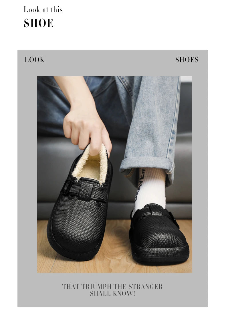 Winter Slippers for Men Half Shoes Anti-Skid Kitchen Shoes Lightweight Eva Slides Comfortable Male Sandals Chaussures Homme Luxe